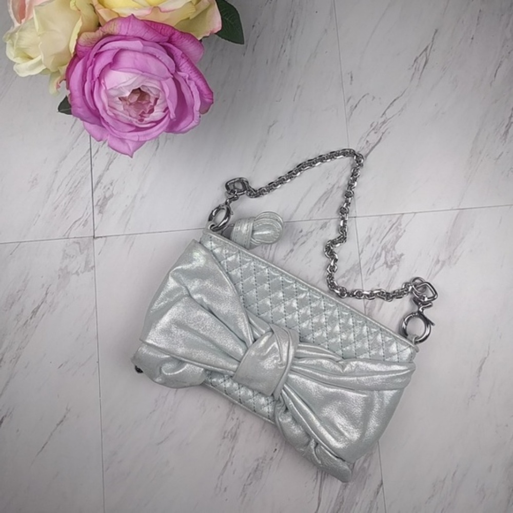 Juicy Couture ‎ Metallic Quilted  Bow Clutch